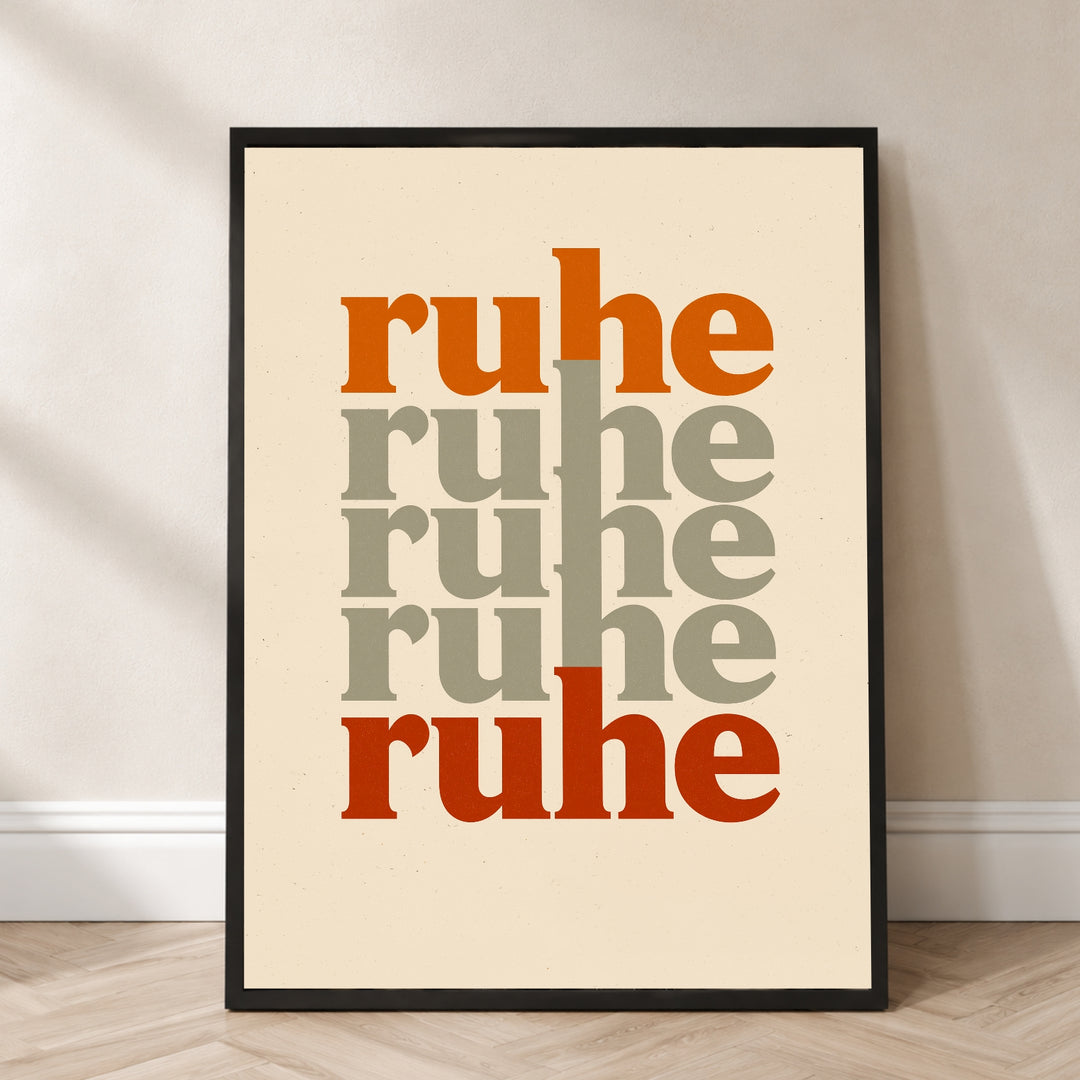 Ruhe Typografie Retro Poster – Schwarzer Rahmen – Produktfoto