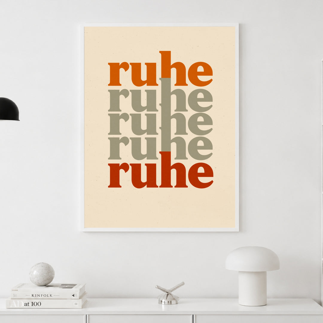 Ruhe Typografie Retro Poster – Weißer Rahmen – Produktfoto
