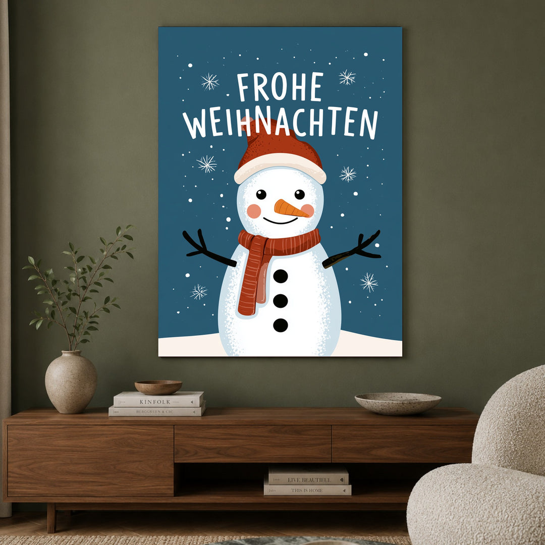 Frohe Weihnachten Schneemann Leinwandbild – Ohne Rahmen – Produktfoto