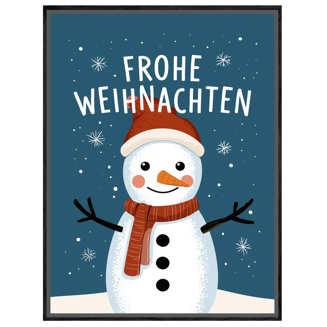 Frohe Weihnachten Schneemann Leinwandbild – Leinwandbild