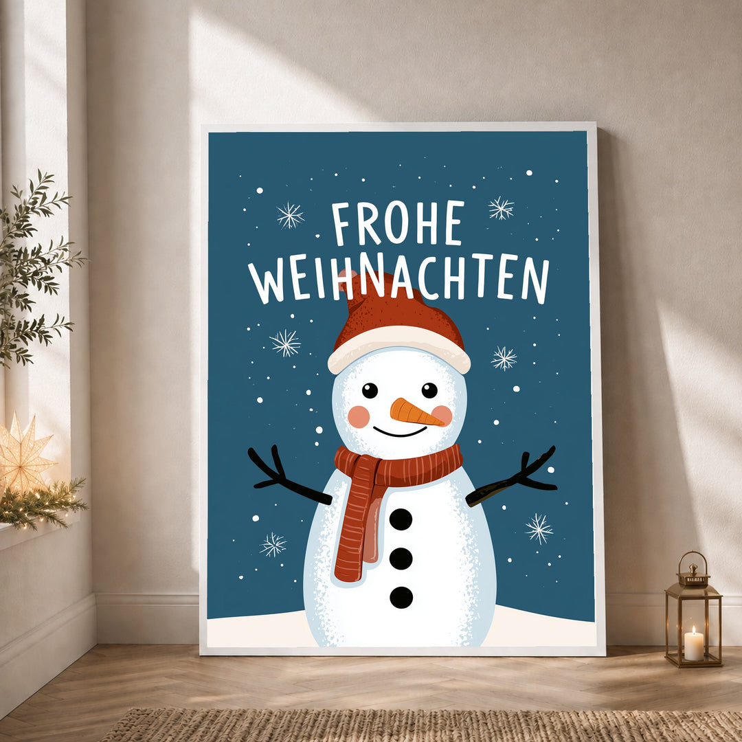 Frohe Weihnachten Schneemann Poster