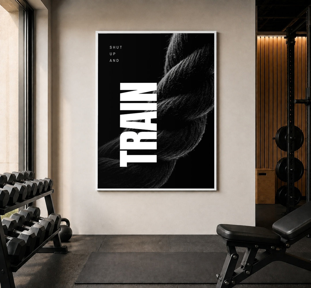 Shut Up and Train Poster – Weißer Rahmen – Produktfoto