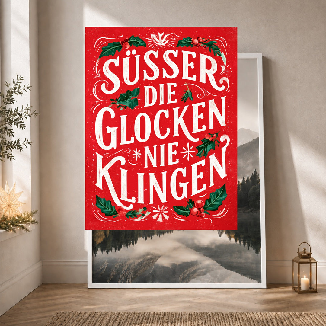 Süßer die Glocken klingen Poster – Weißer Rahmen – Produktfoto