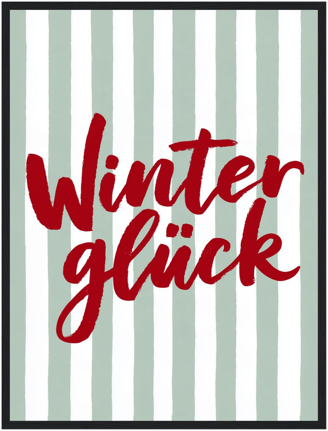 Winterglück im Streifenlook Poster – Schwarzer Rahmen – Produktfoto