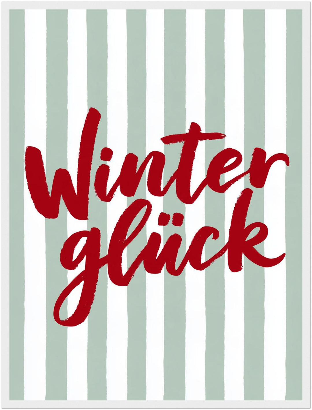 Winterglück im Streifenlook Poster – Weißer Rahmen – Produktfoto