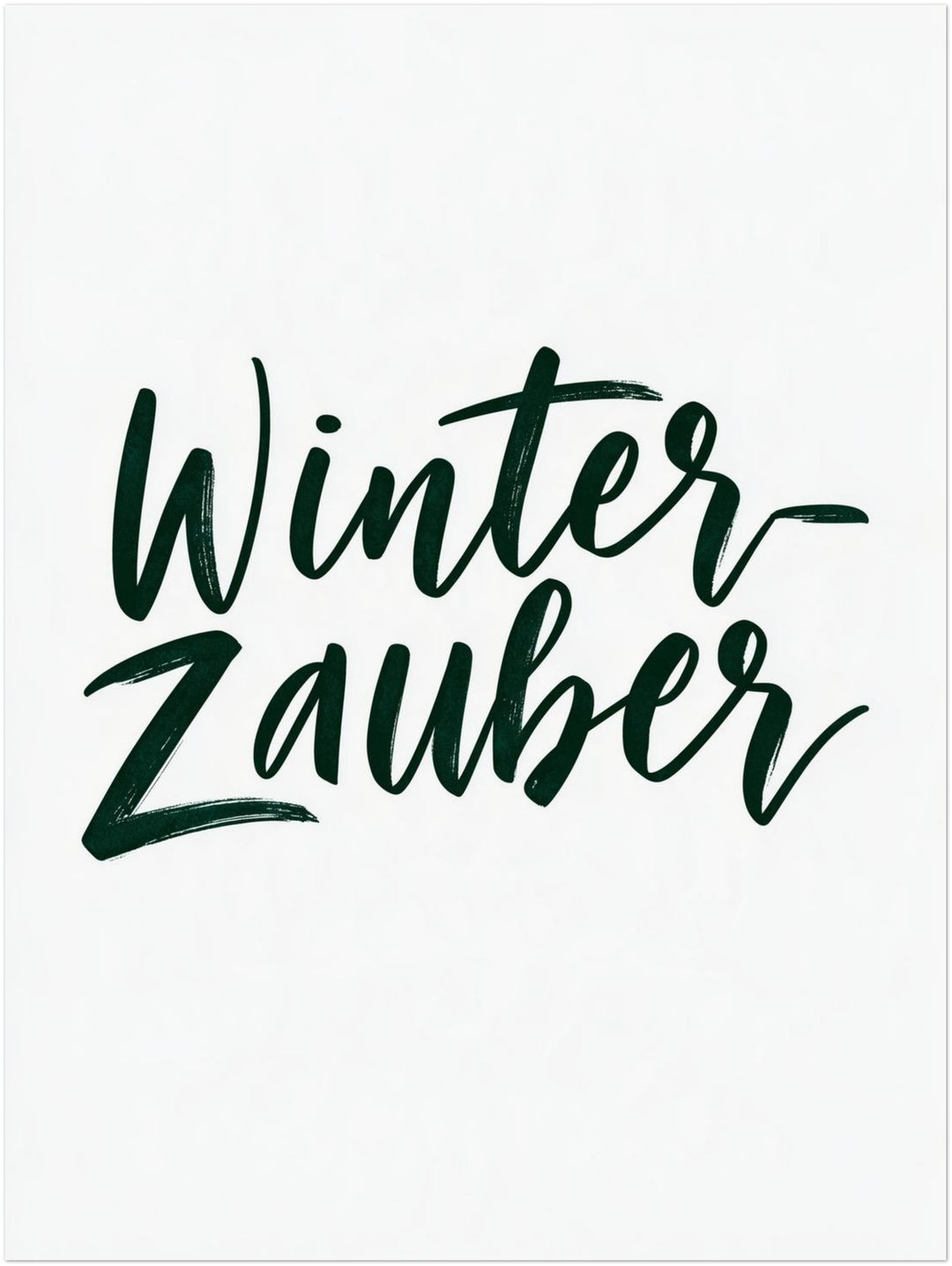 Winterzauber Schriftzug dunkelgrün Leinwandbild – Ohne Rahmen – Produktfoto