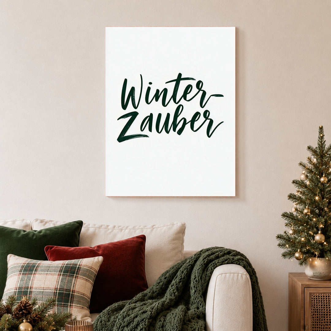 Winterzauber Schriftzug dunkelgrün Poster – Ohne Rahmen – Produktfoto