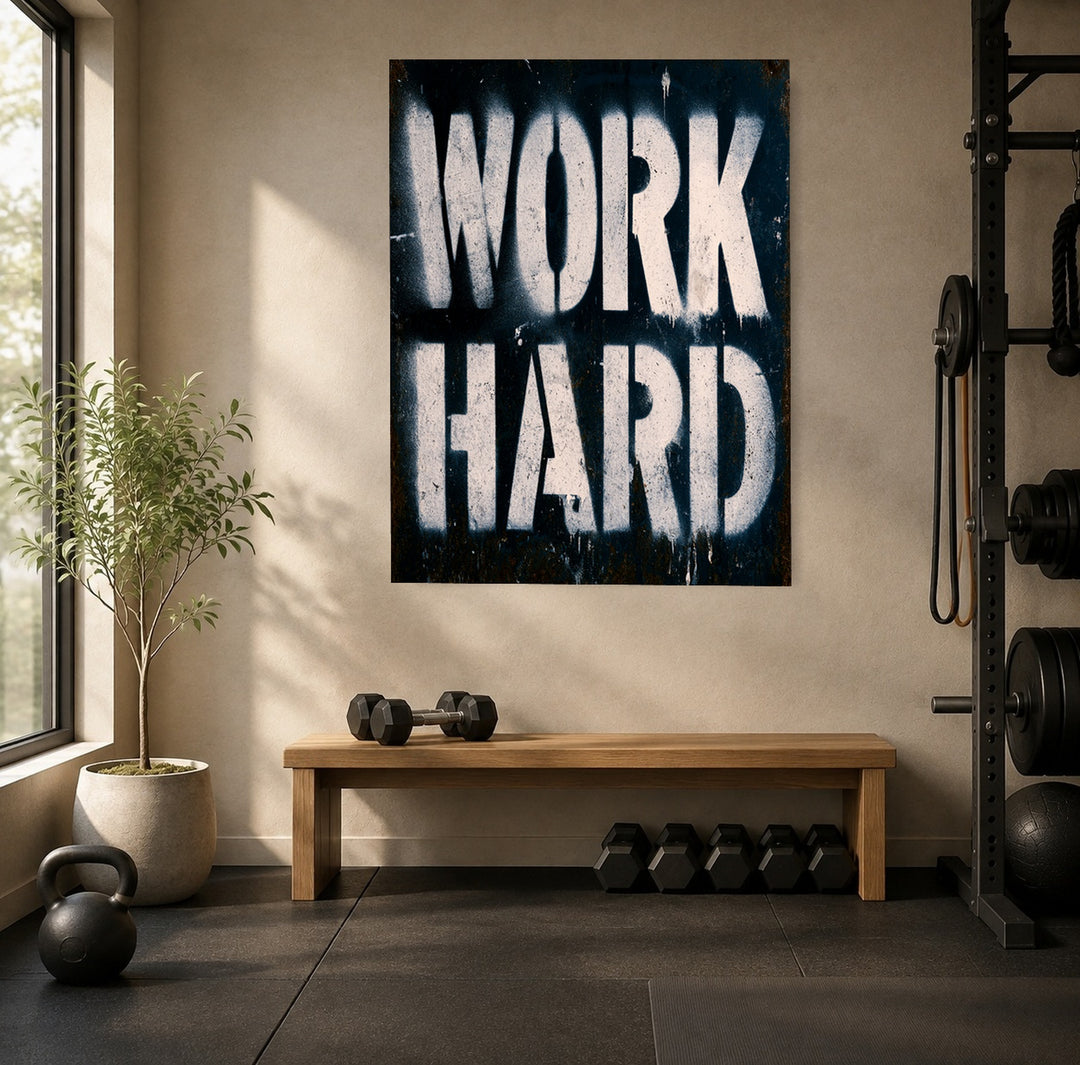 Work Hard Stencil Poster – Ohne Rahmen – Produktfoto