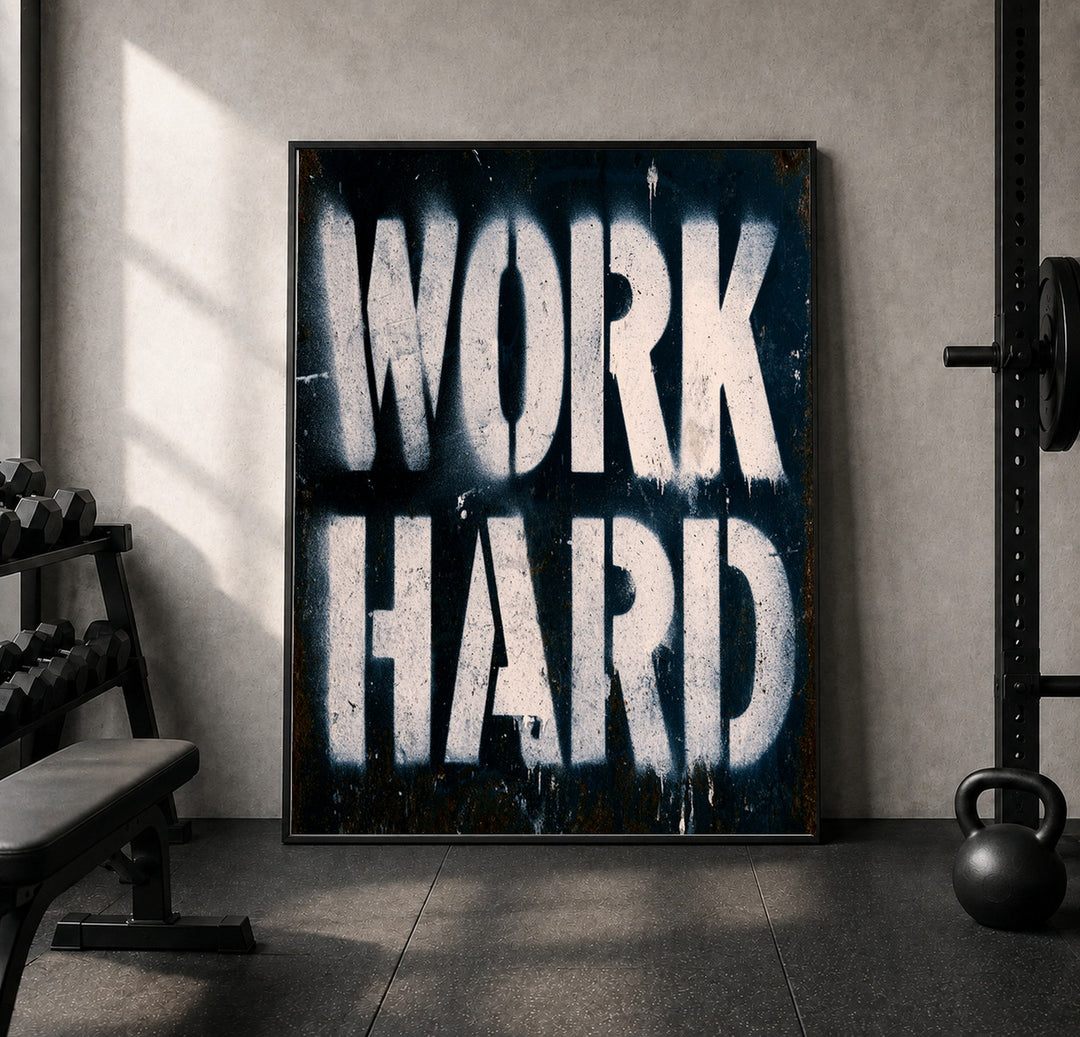 Work Hard Stencil Leinwandbild – Leinwandbild