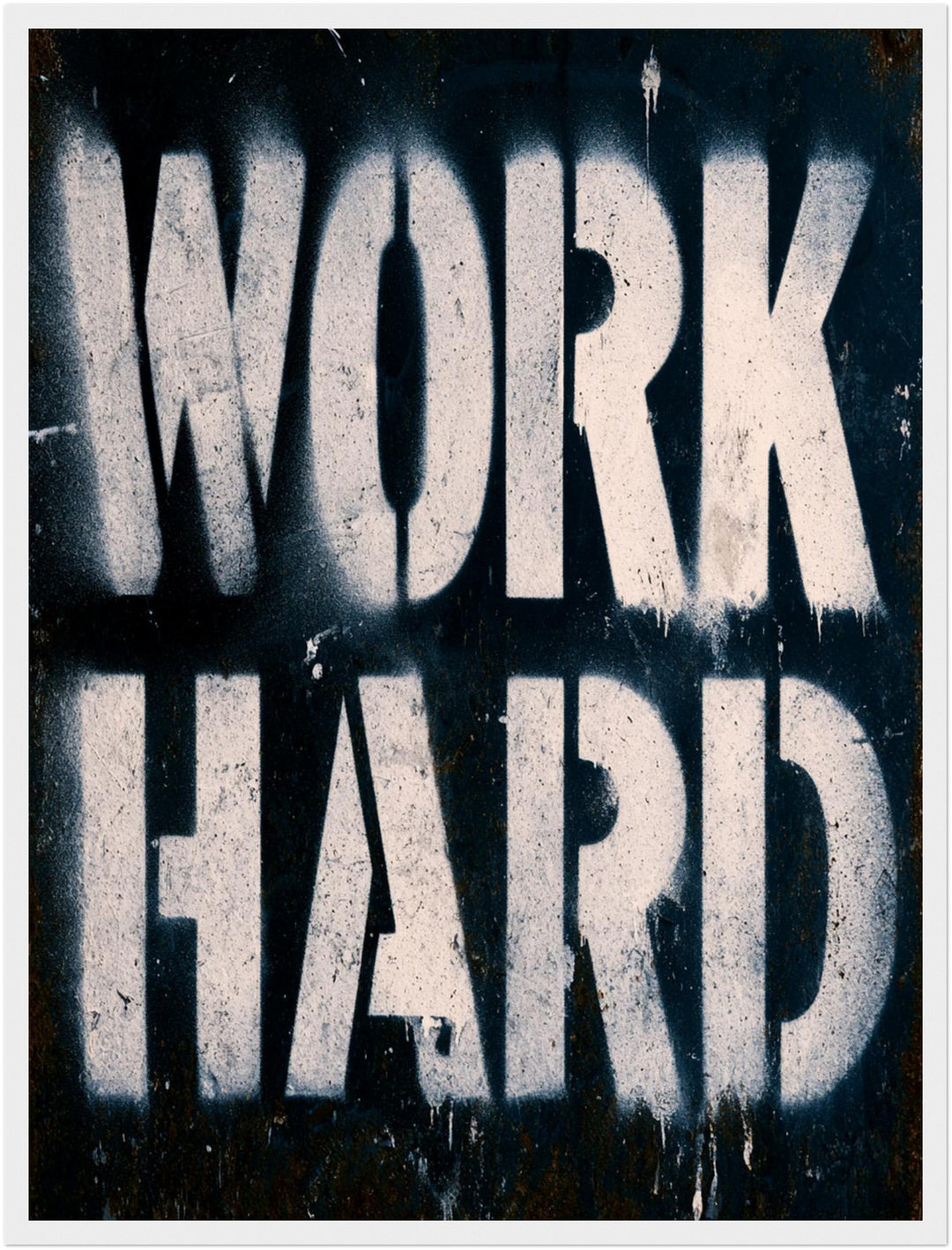 Work Hard Stencil Poster – Weißer Rahmen – Produktfoto