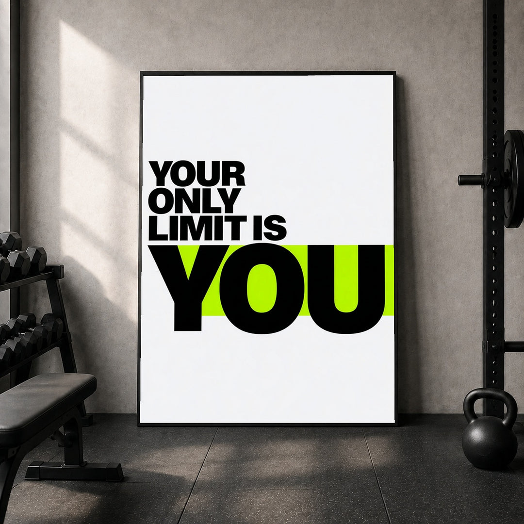 Your Only Limit Is You Neon Poster – Schwarzer Rahmen – Produktfoto
