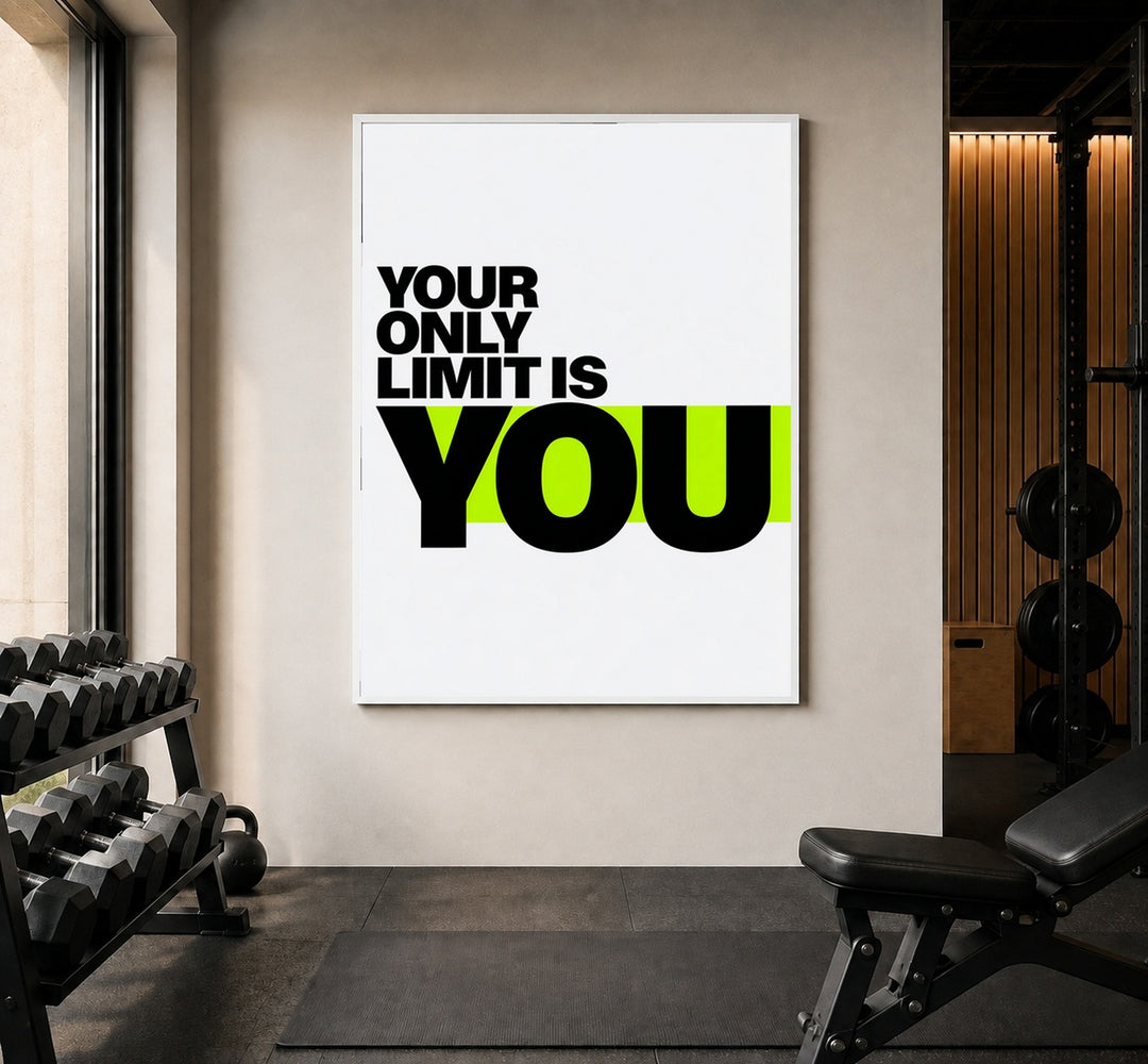 Your Only Limit Is You Neon Poster – Weißer Rahmen – Produktfoto