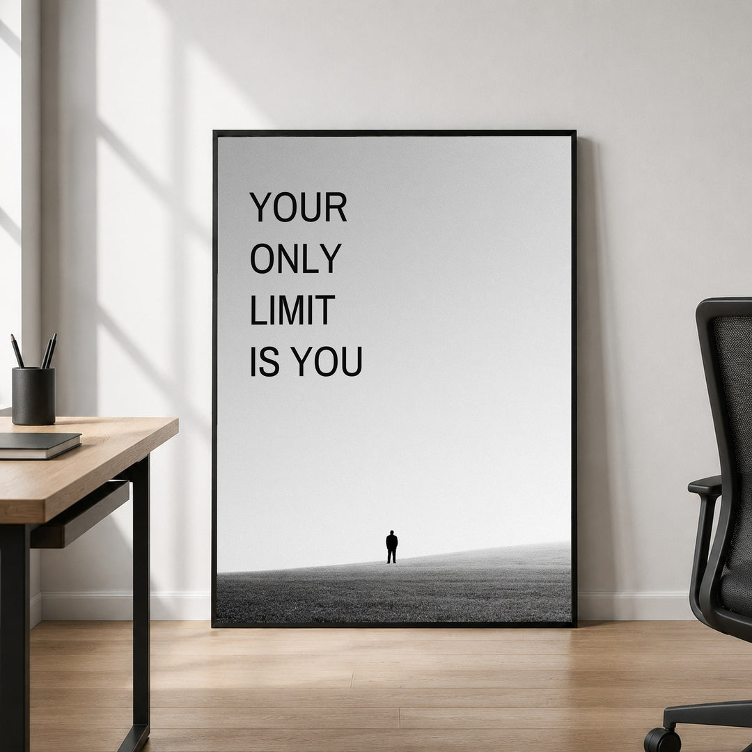 Your Only Limit Is You Silhouette Poster – Schwarzer Rahmen – Produktfoto