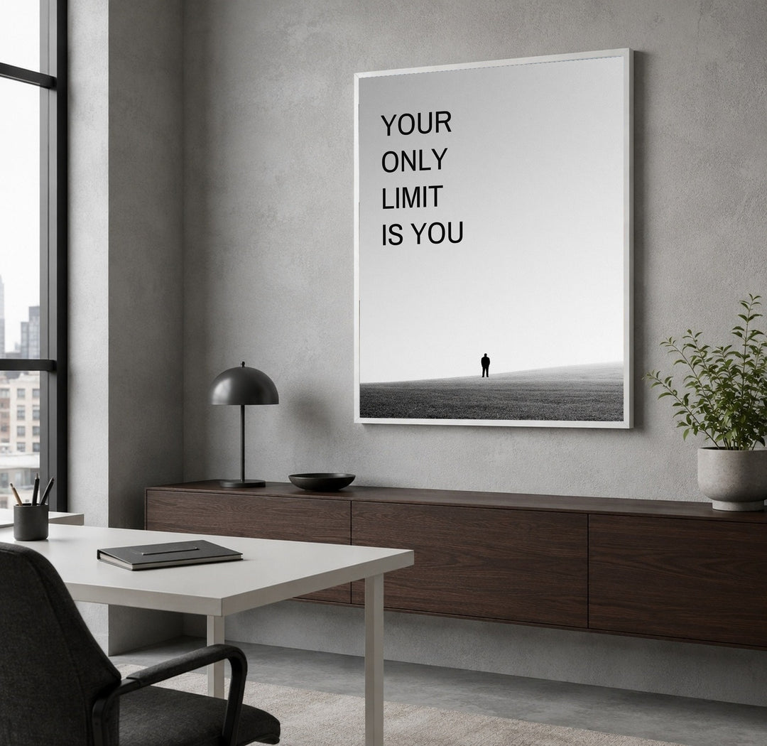 Your Only Limit Is You Silhouette Poster – Weißer Rahmen – Produktfoto