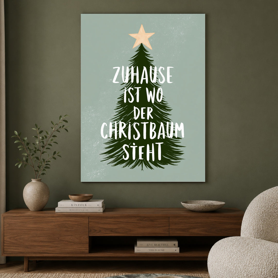 Zuhause ist wo Christbaum Leinwandbild – Ohne Rahmen – Produktfoto