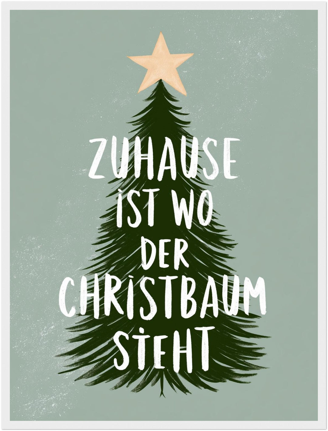 Zuhause ist wo Christbaum Poster – Weißer Rahmen – Produktfoto