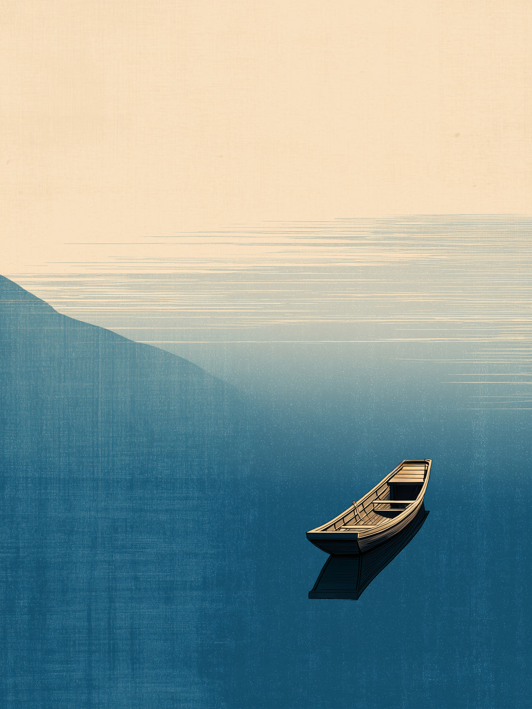 Stilles Boot auf Wasser  – Wandkunst