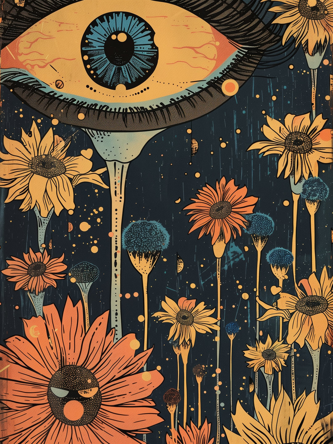 Surreales Blumenauge Psychedelic – Wandkunst