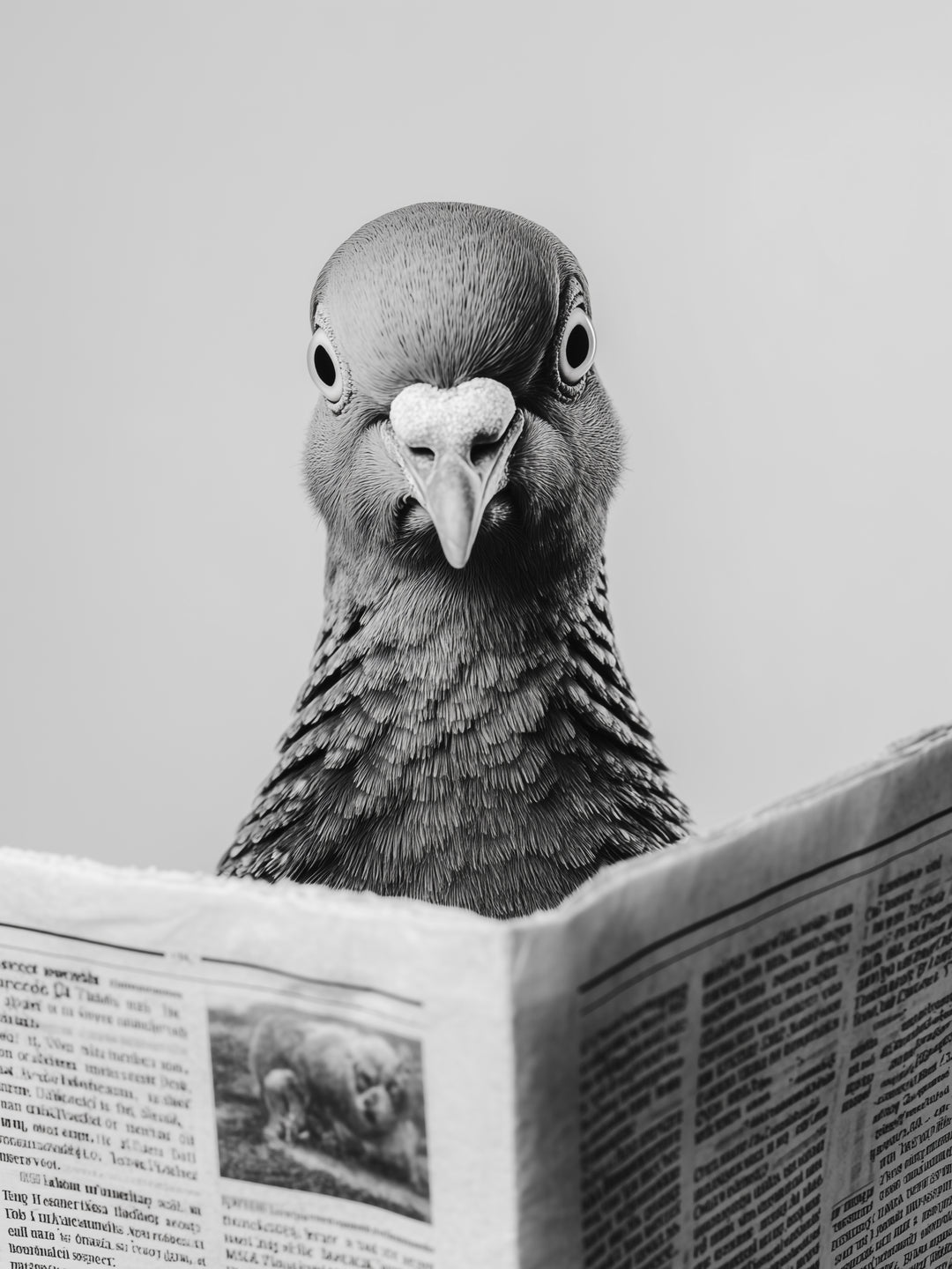Taube mit Zeitung  – Wandkunst