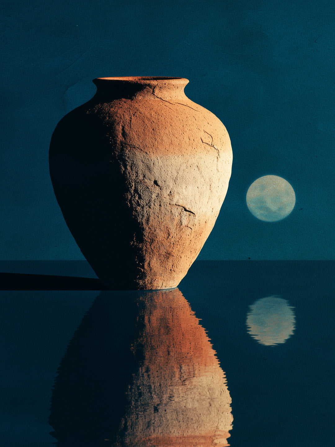 Terrakotta Vase Spiegelung Japandi – Wandkunst
