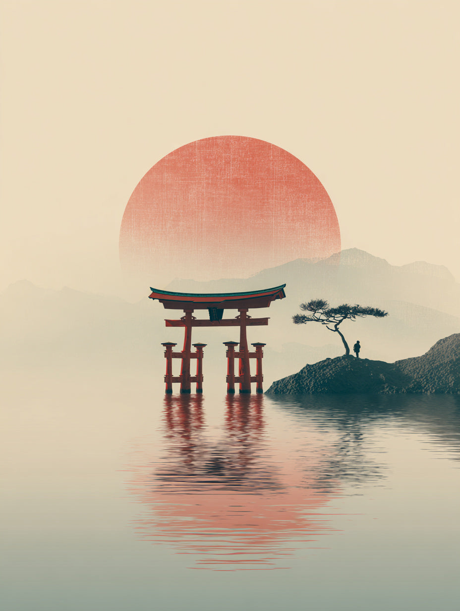 Torii im Wasser Japandi – Wandkunst