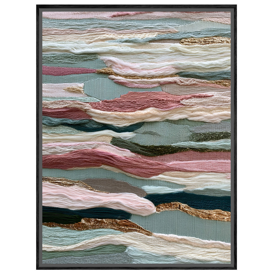 Abstrakte Wellen Textilkunst Leinwandbild – Leinwandbild