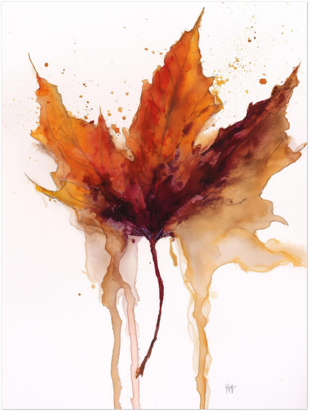 Herbstblatt im Wasserfall Leinwandbild – Ohne Rahmen – Produktfoto