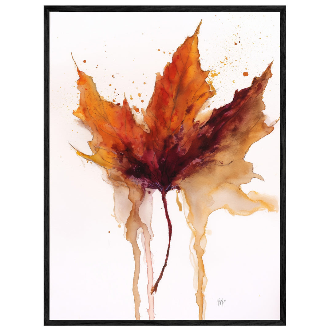 Herbstblatt im Wasserfall Leinwandbild – Leinwandbild