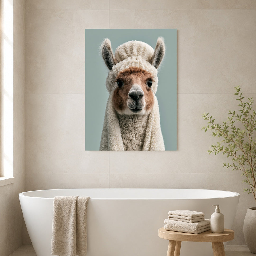 Alpaka Portrait Nahaufnahme Leinwandbild – Ohne Rahmen – Produktfoto