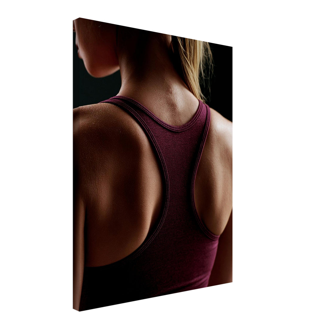 Sportlerin Rueckenansicht Leinwandbild – Schräge Ansicht – Produktfoto