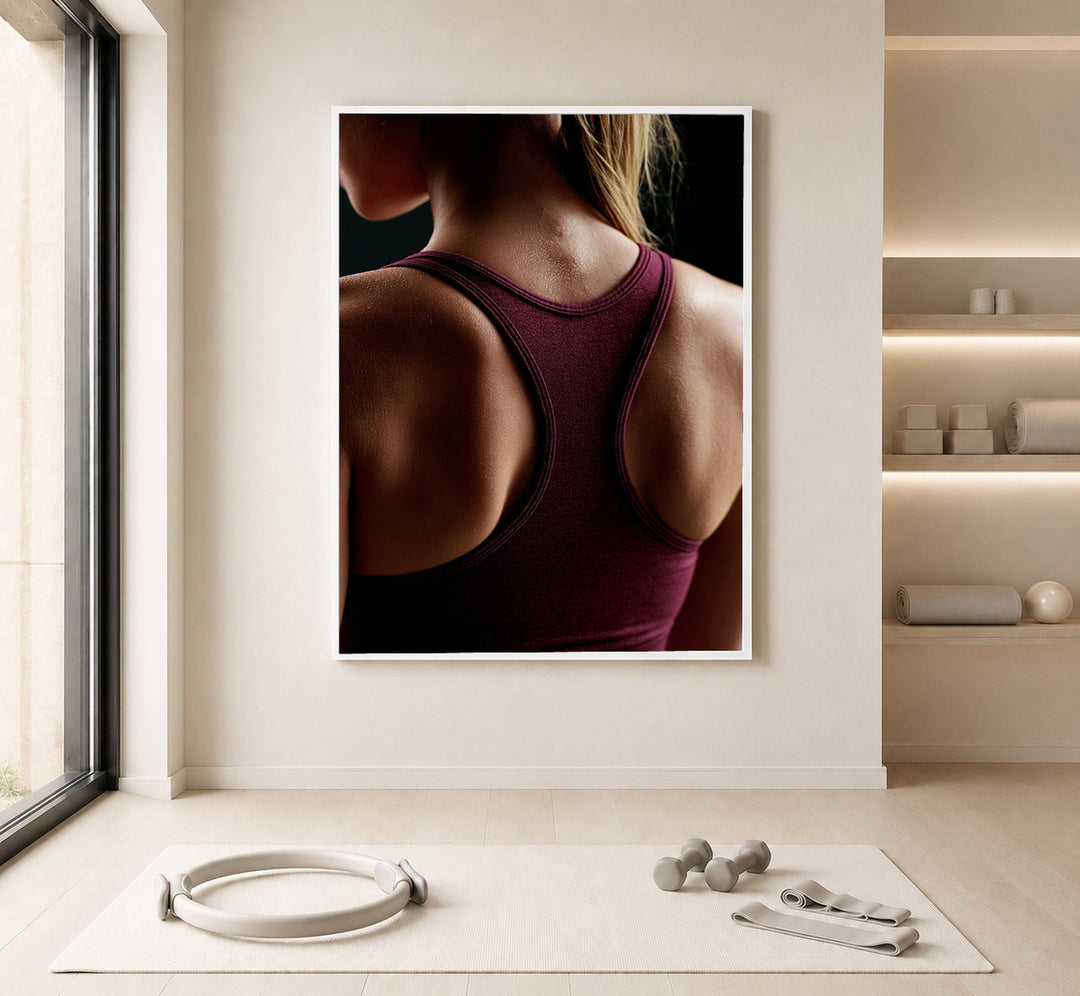 Sportlerin Rueckenansicht Poster – Weißer Rahmen – Produktfoto