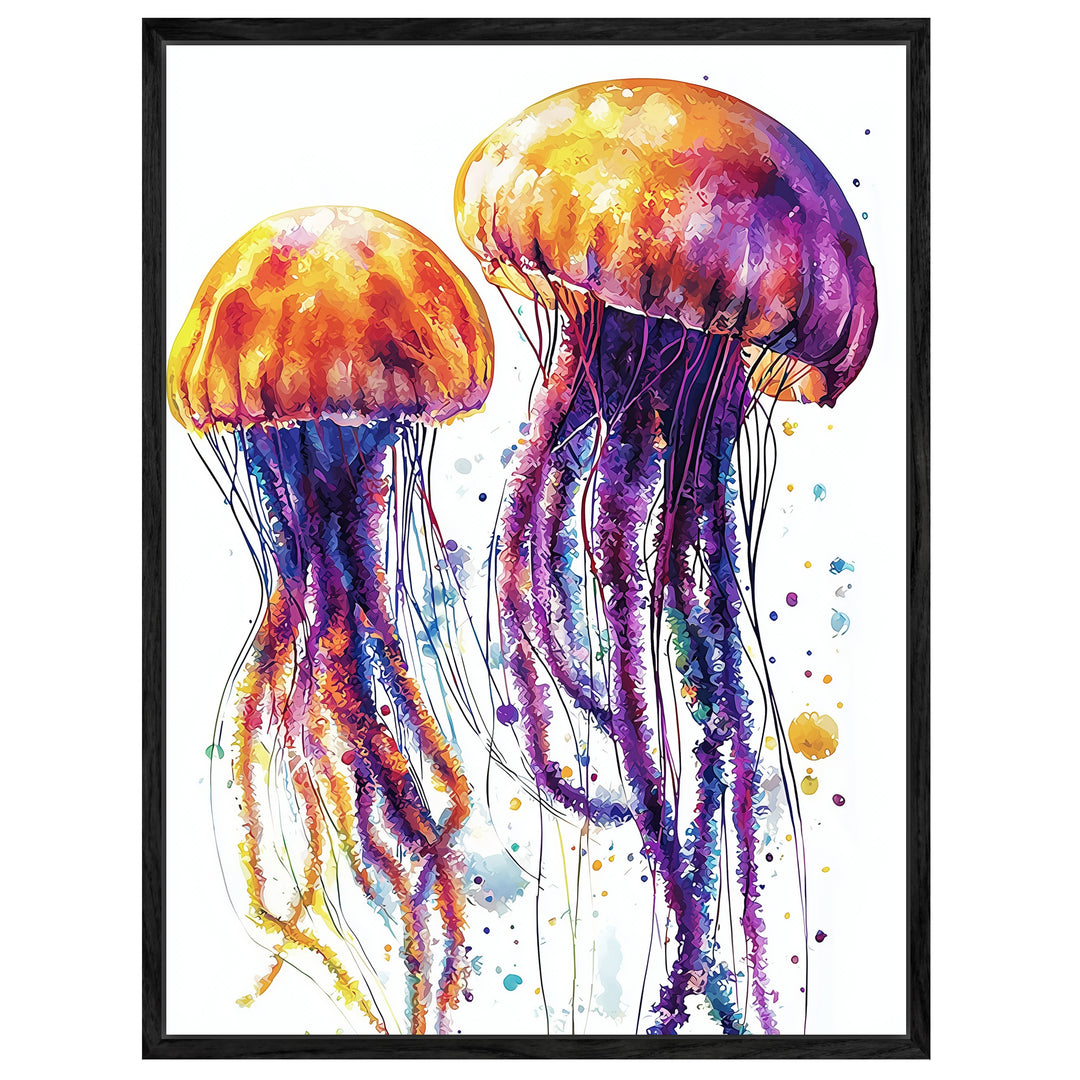 Bunte Quallen im Wasser Leinwand Trends – Leinwand auf Holzrahmen – Ansicht 4