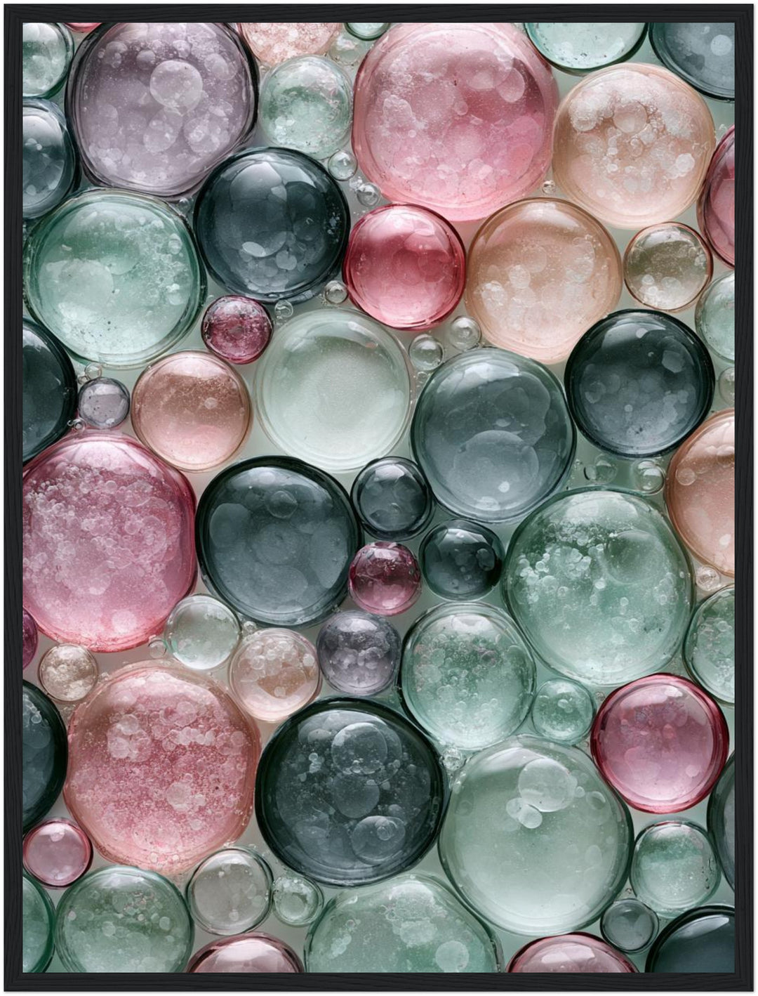Bunte Seifenblasen Pastell Poster – Schwarzer Rahmen – Produktfoto
