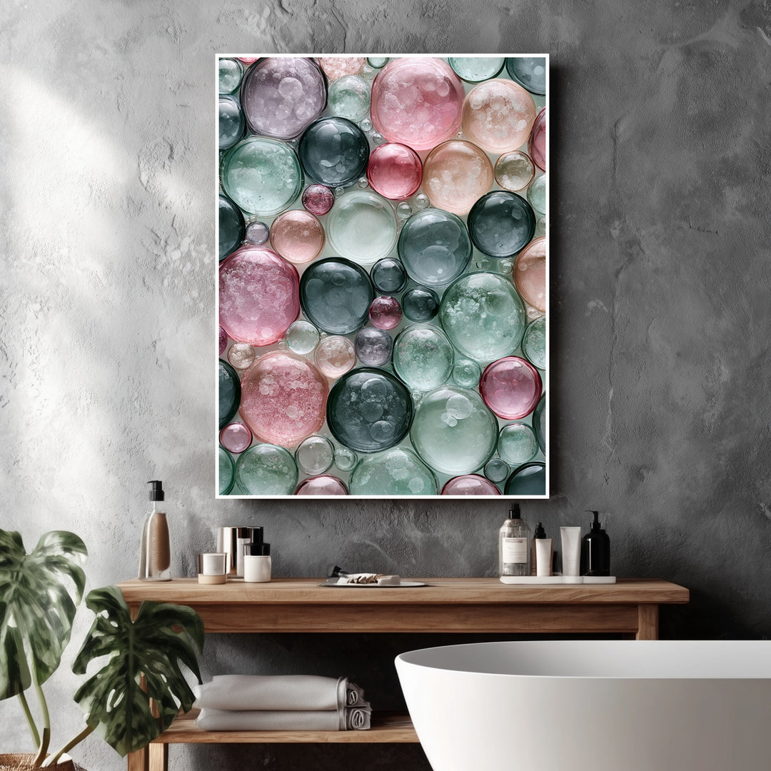 Bunte Seifenblasen Pastell Poster – Weißer Rahmen – Produktfoto