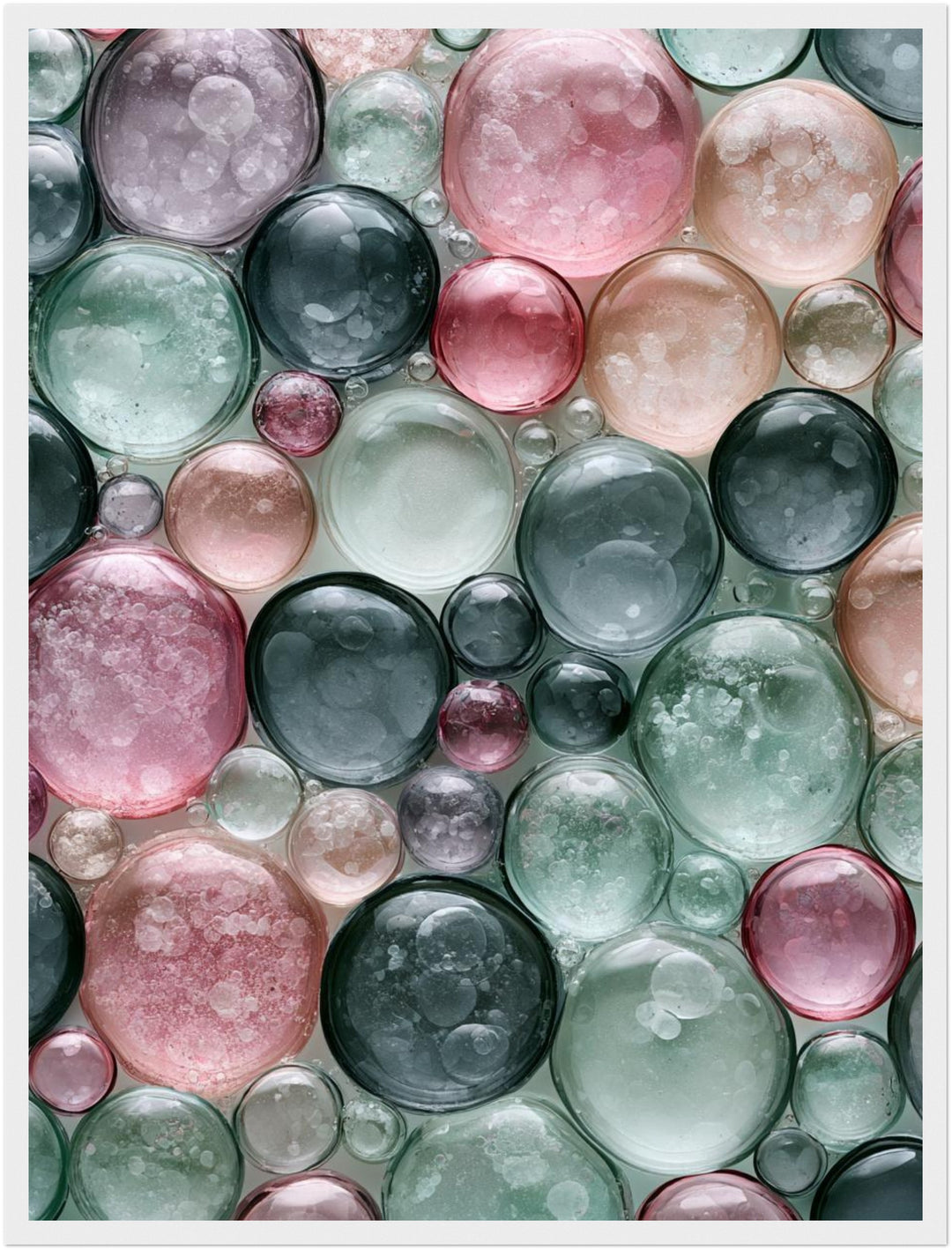 Bunte Seifenblasen Pastell Poster – Weißer Rahmen – Produktfoto