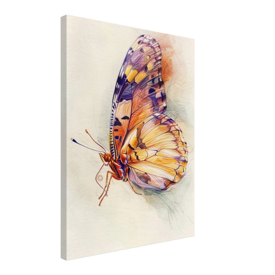 Bunter Schmetterling Illustration Leinwand Trends – Leinwand auf Holzrahmen – Ansicht 2