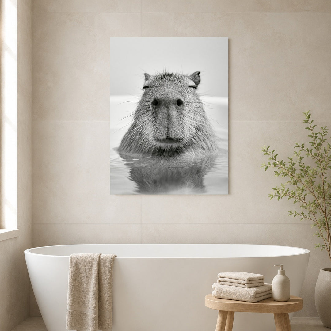 Capybara im Wasser Leinwandbild – Ohne Rahmen – Produktfoto
