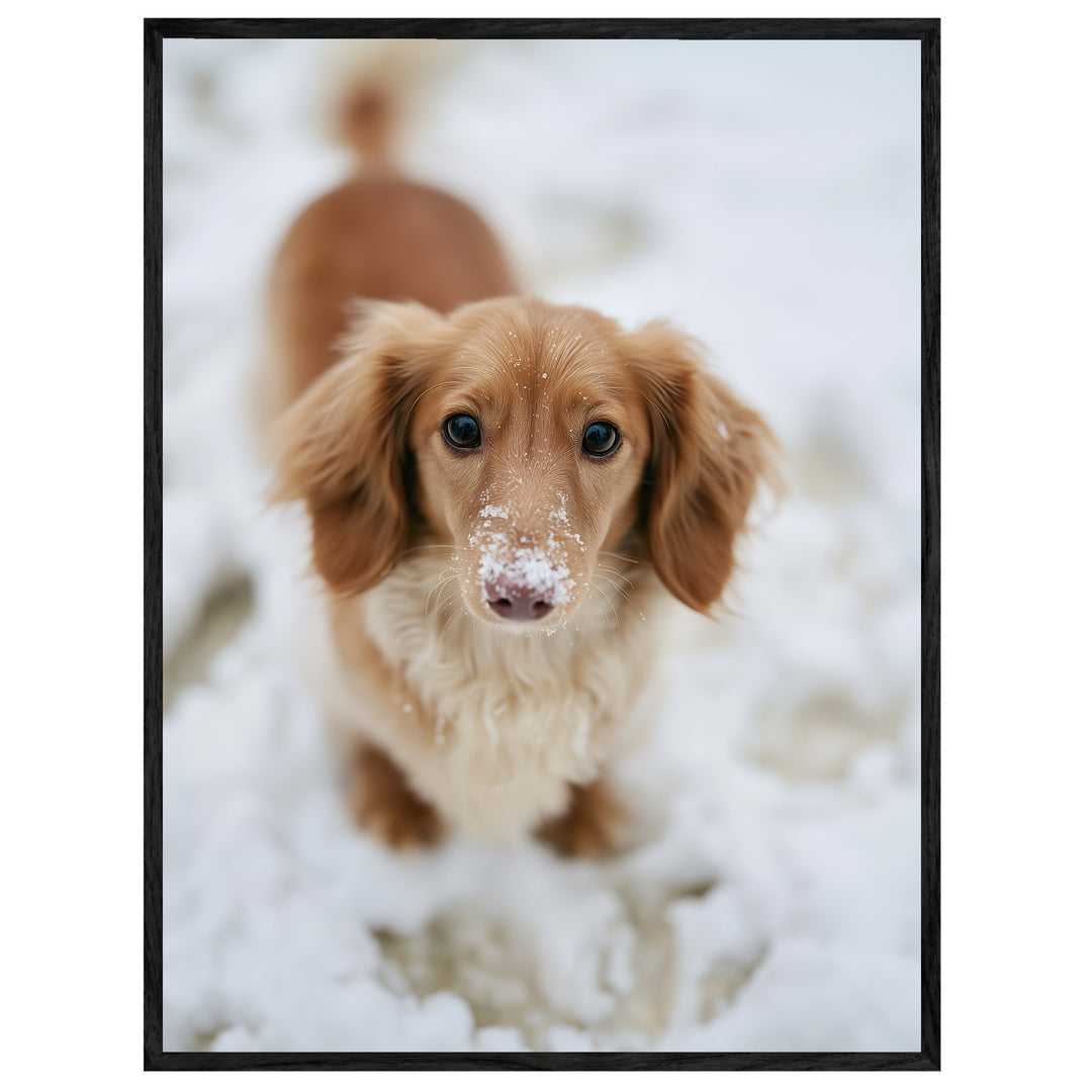 Dackel im Schnee Leinwandbild – Leinwandbild