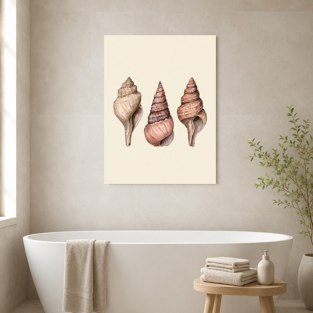 Drei Meeresschnecken Illustration Leinwandbild – Ohne Rahmen – Produktfoto