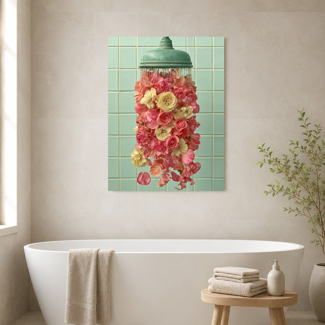 Duschkopf mit Rosen Poster – Ohne Rahmen – Produktfoto