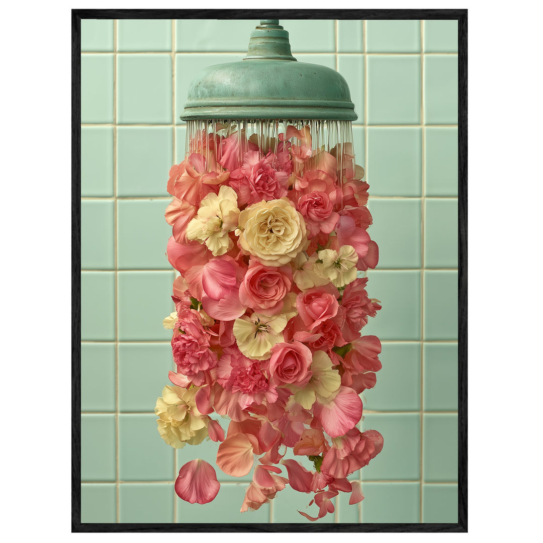 Duschkopf mit Rosen Leinwand