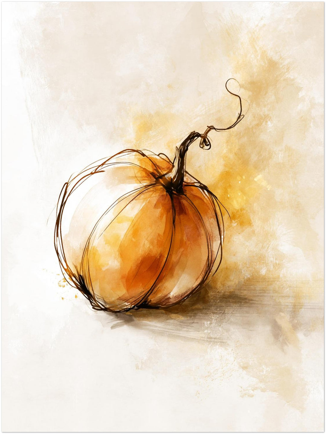 Einzelner Kürbis Herbst Poster – Ohne Rahmen – Produktfoto