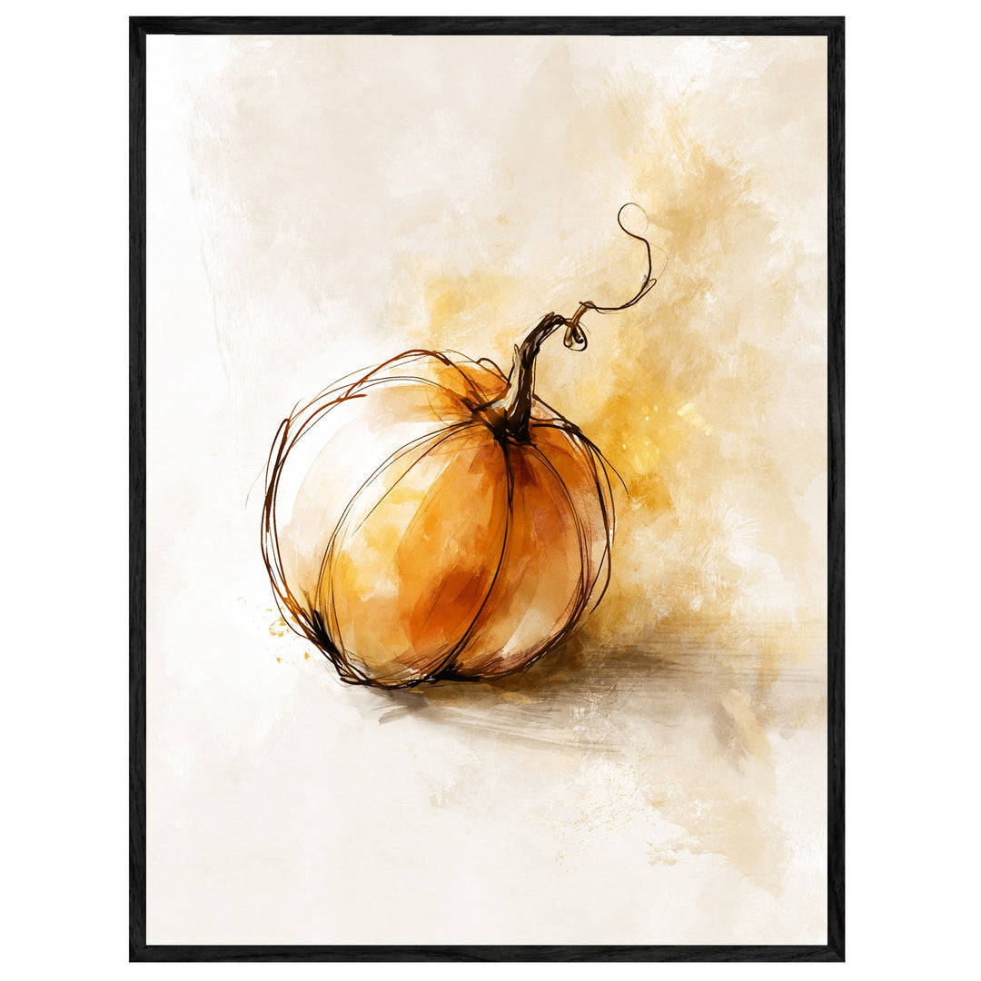 Einzelner Kürbis Herbst Leinwandbild – Leinwandbild