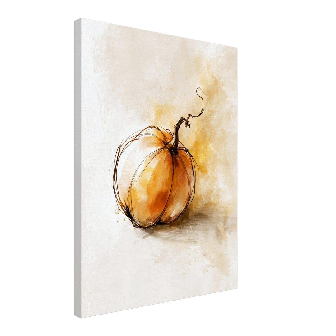 Einzelner Kürbis Herbst Leinwandbild – Schräge Ansicht – Produktfoto
