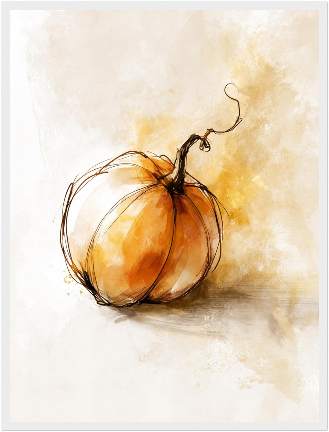 Einzelner Kürbis Herbst Poster – Weißer Rahmen – Produktfoto