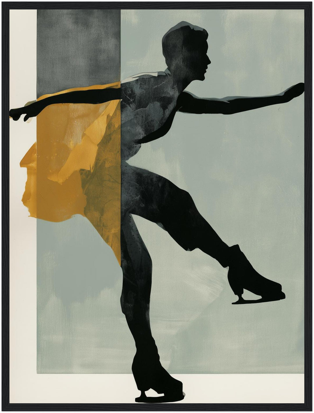 Eiskunstlauf Silhouette Poster – Schwarzer Rahmen – Produktfoto