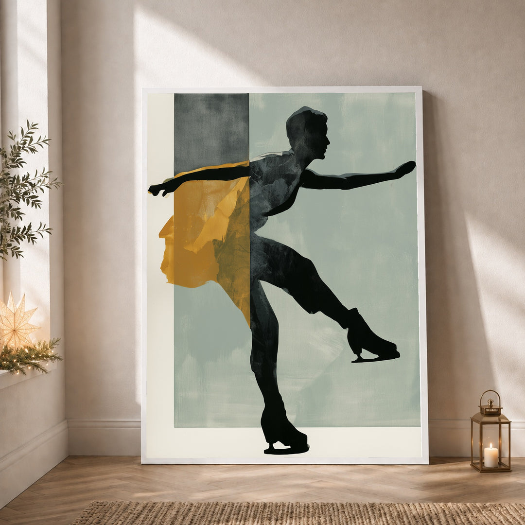 Eiskunstlauf Silhouette Poster – Weißer Rahmen – Produktfoto