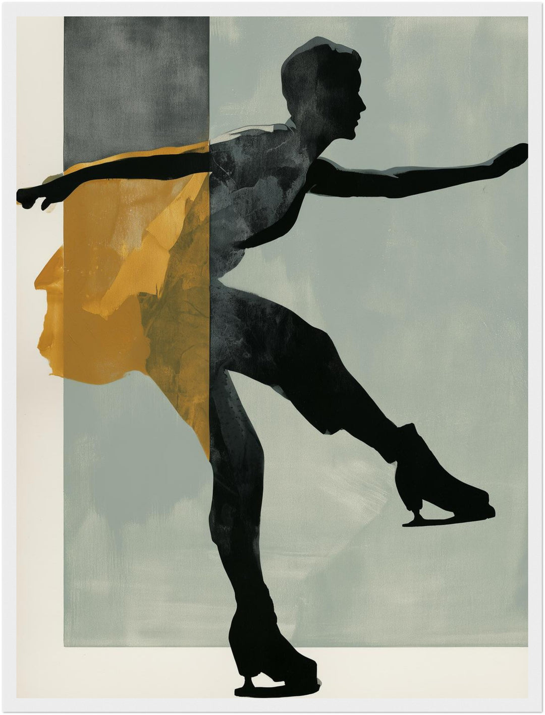 Eiskunstlauf Silhouette Poster – Weißer Rahmen – Produktfoto