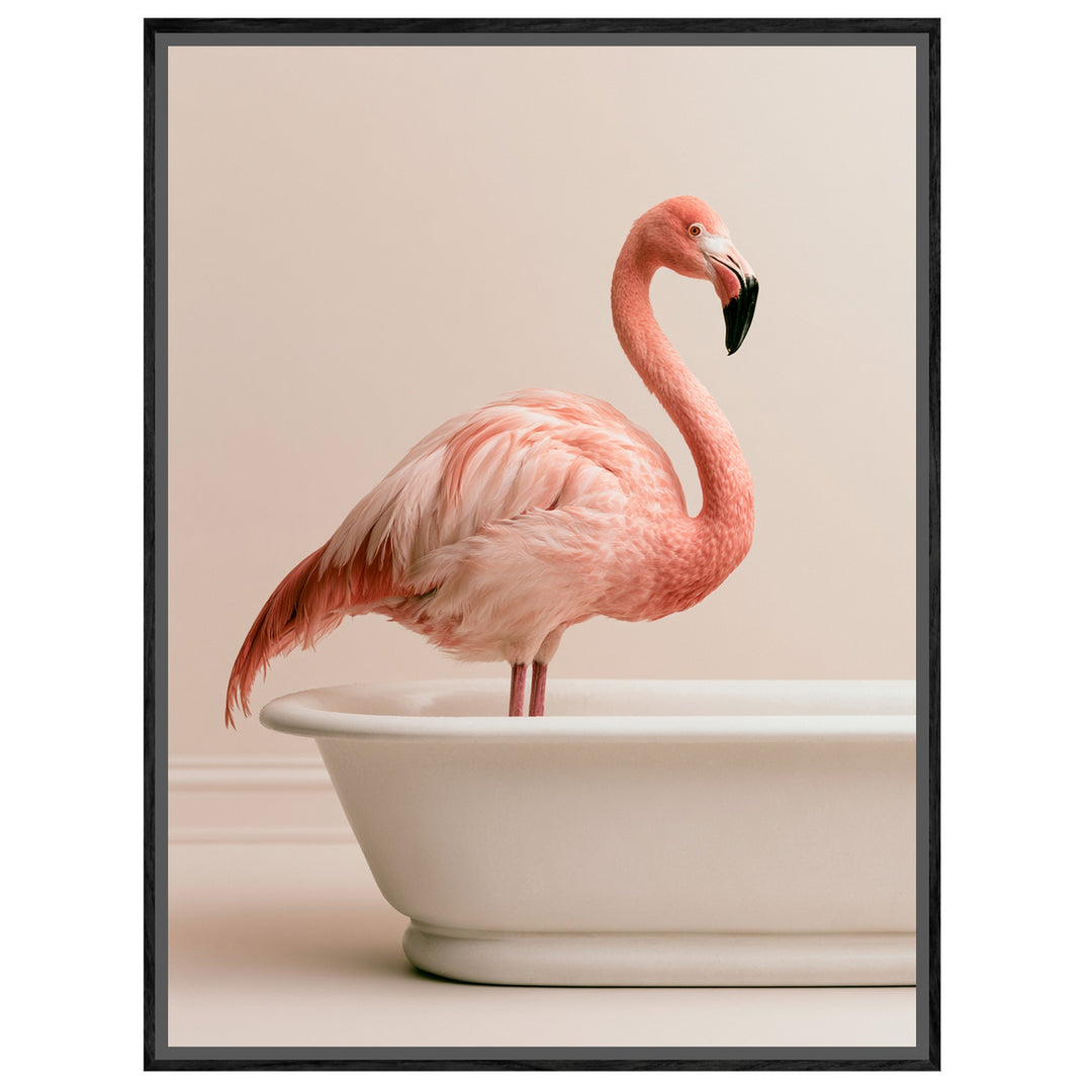 Flamingo in Badewanne Leinwandbild – Leinwandbild