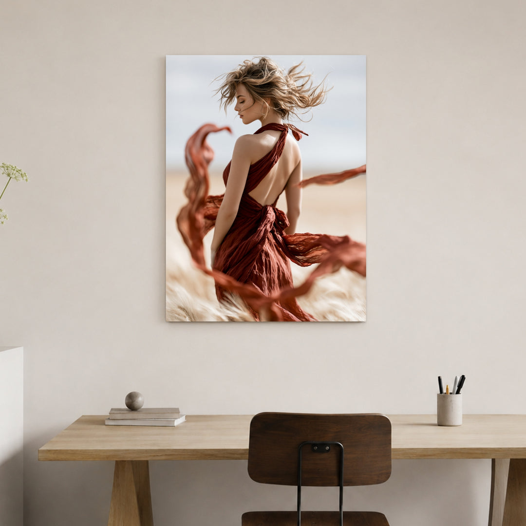 Frau im Wüstenwind Poster – Ohne Rahmen – Produktfoto